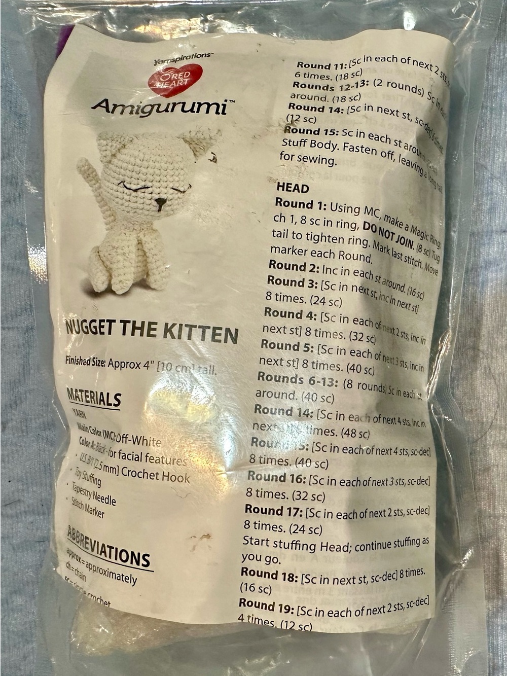 Red Heart Amigurumi Nugget the Kitten Crochet Kit - White